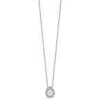 Brilliant Embers Sterling Silver Rhodium-plated 28 Stone 18 inch Halo Micro Pav‚ CZ Teardrop Necklace with 2 Inch Extender