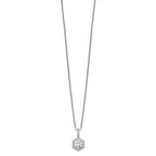 Brilliant Embers Sterling Silver Rhodium-plated 31 Stone 18 inch Micro Pav‚ CZ Hexagon Necklace with 2 Inch Extender