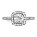 Brilliant Embers Sterling Silver Rhodium-plated 37 Stone Halo Micro Pav‚ CZ Ring