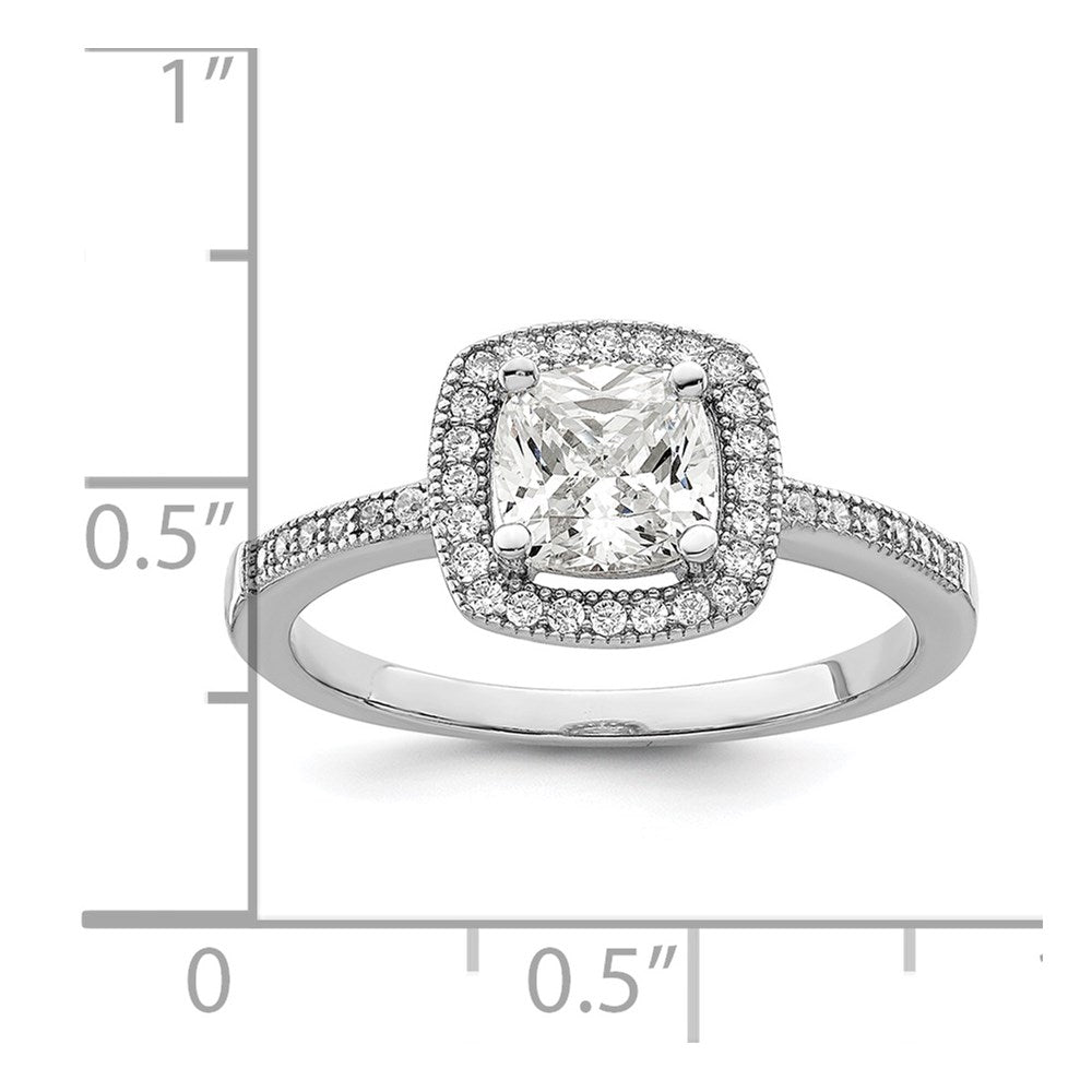 Brilliant Embers Sterling Silver Rhodium-plated 37 Stone Halo Micro Pav‚ CZ Ring