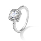 Brilliant Embers Sterling Silver Rhodium-plated 37 Stone Halo Micro Pav‚ CZ Ring