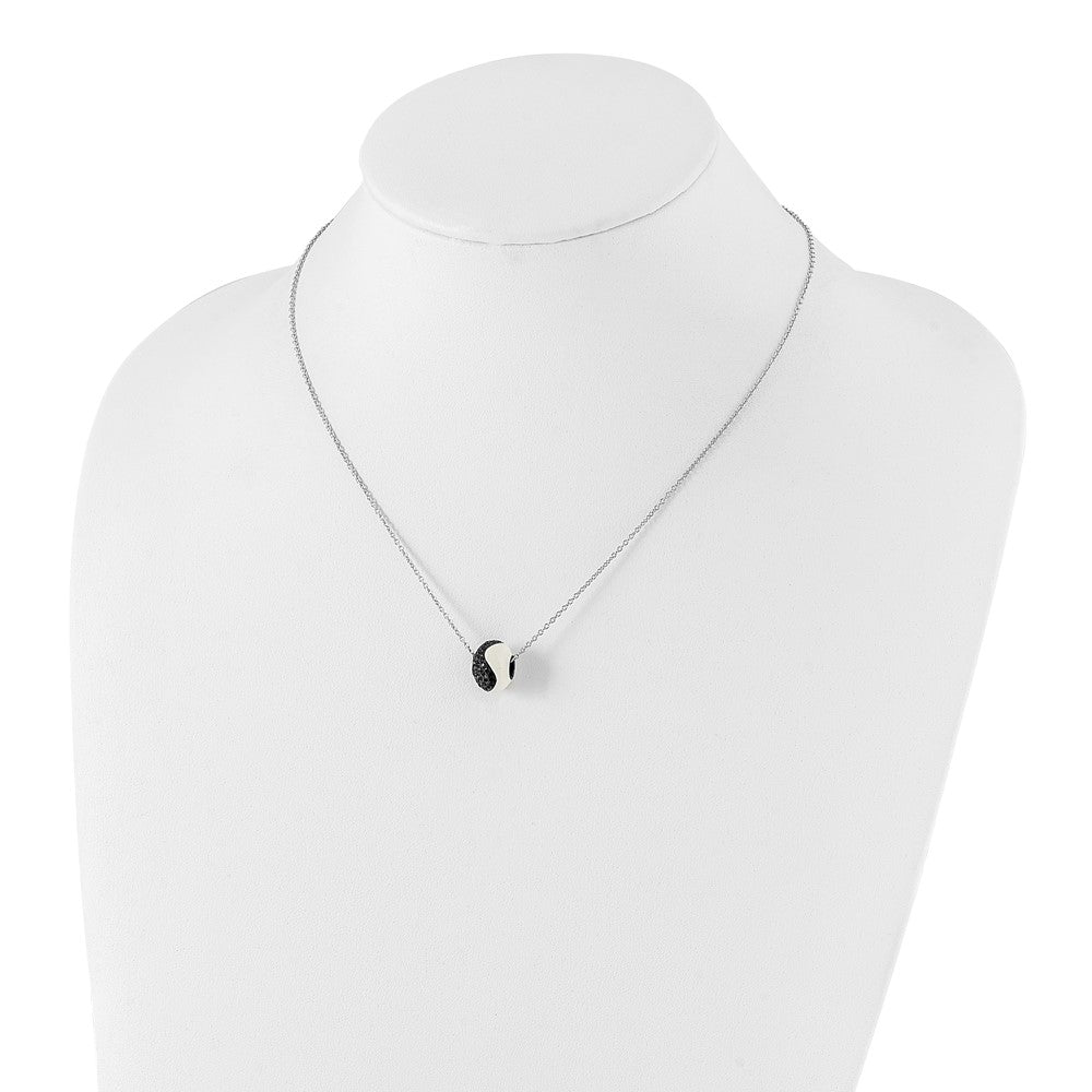 True Fire Sterling Silver White Enamel & CZ Bead Necklace