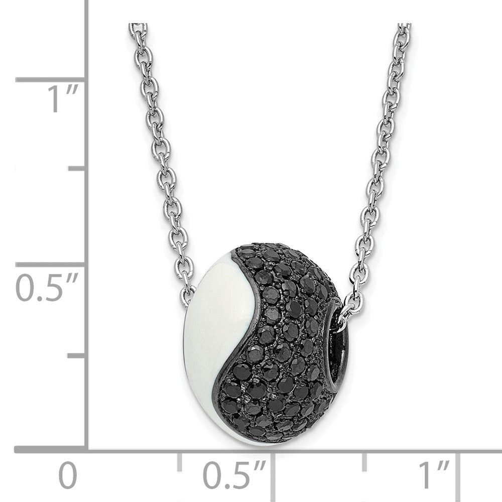 True Fire Sterling Silver White Enamel & CZ Bead Necklace