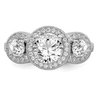 Brilliant Embers Sterling Silver Rhodium-plated 50 Stone Micro Pav‚ CZ Ring
