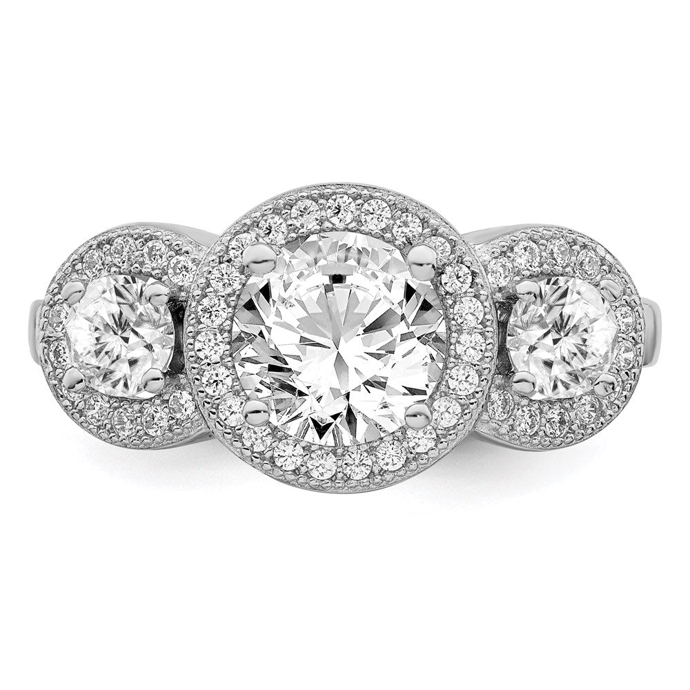 Brilliant Embers Sterling Silver Rhodium-plated 50 Stone Micro Pav‚ CZ Ring