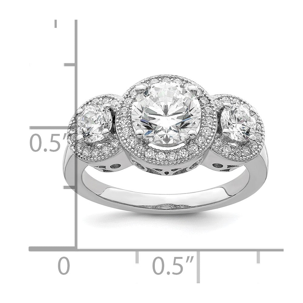 Brilliant Embers Sterling Silver Rhodium-plated 50 Stone Micro Pav‚ CZ Ring