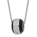 True Fire Sterling Silver Black Enamel & CZ Bead Necklace