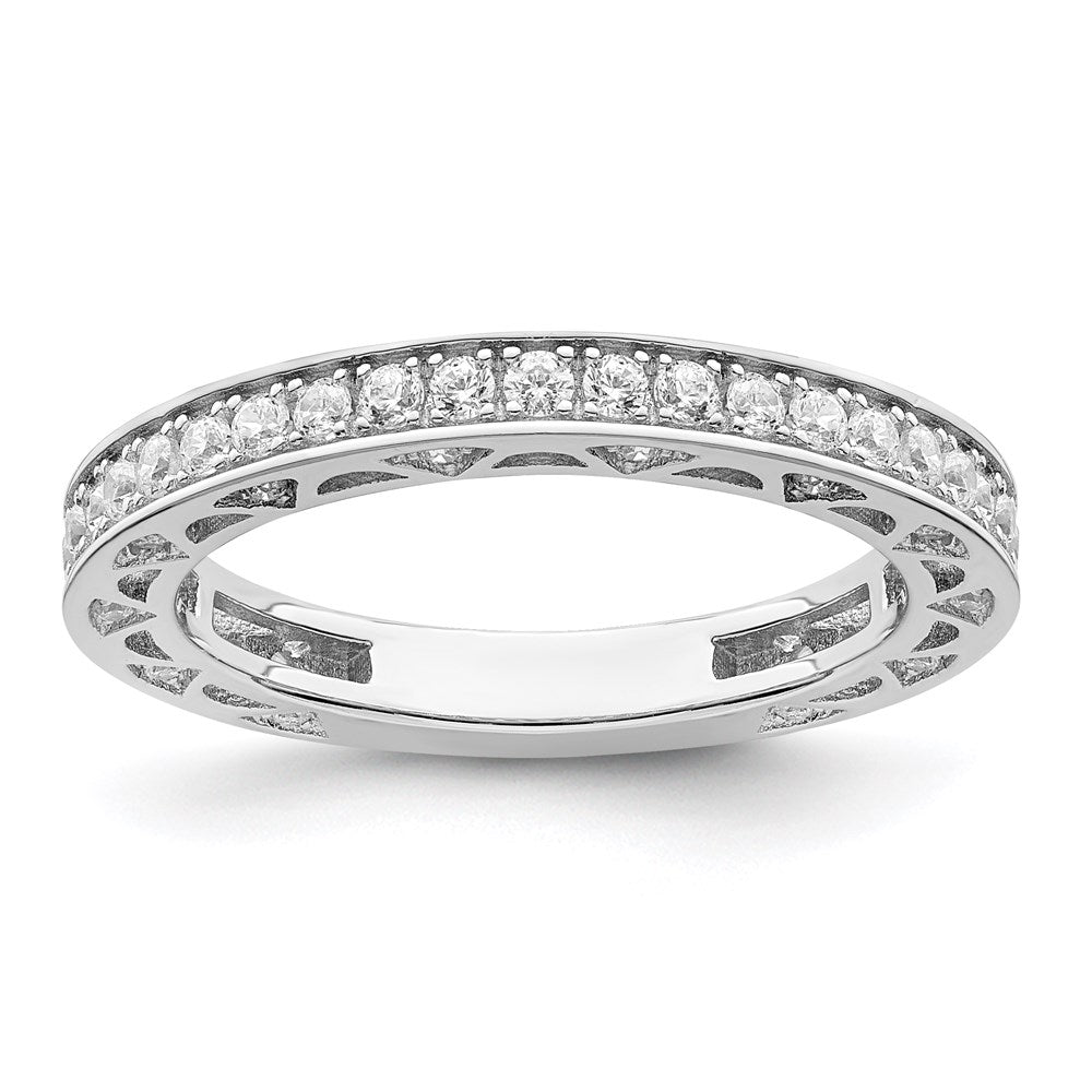 Brilliant Embers Sterling Silver Rhodium-plated 59 Stone Micro Pav‚ CZ Ring