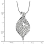 Sterling Silver Polished CZ w/ 2in ext Necklace