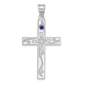 Sterling Silver Rh-plt Crystal Family Cross Pendant