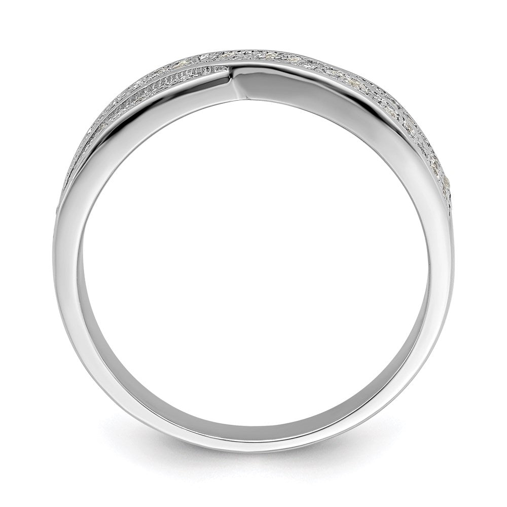 Brilliant Embers Sterling Silver Rhodium-plated 72 Stone Criss Cross Micro Pav‚ CZ Ring