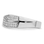 Brilliant Embers Sterling Silver Rhodium-plated 72 Stone Criss Cross Micro Pav‚ CZ Ring