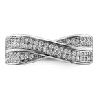Brilliant Embers Sterling Silver Rhodium-plated 72 Stone Criss Cross Micro Pav‚ CZ Ring