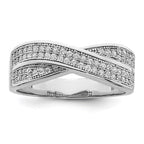 Brilliant Embers Sterling Silver Rhodium-plated 72 Stone Criss Cross Micro Pav‚ CZ Ring