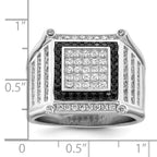 Brilliant Embers Sterling Silver Rhodium-plated 113 Stone Micro Pav‚ CZ Black and White Men's Ring