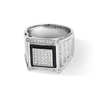 Brilliant Embers Sterling Silver Rhodium-plated 113 Stone Micro Pav‚ CZ Black and White Men's Ring
