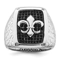 Brilliant Embers Sterling Silver Rhodium-plated 62 Stone Black Micro Pav‚ CZ Fleur De Lis Men's Ring