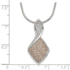 Sterling Silver Champagne & Clear CZ Brilliant Embers w/ 2in ext Necklace