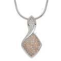 Sterling Silver Champagne & Clear CZ Brilliant Embers w/ 2in ext Necklace