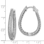 Sterling Shimmer Sterling Silver Rhodium-plated 242 Stone Pav‚ 1.2mm-1.5mm CZ In and Out Teardrop Hinged Hoop Earrings
