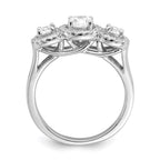 Brilliant Embers Sterling Silver Rhodium-plated 42 Stone Halo Micro Pav‚ CZ 3 Stone Ring