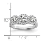 Brilliant Embers Sterling Silver Rhodium-plated 42 Stone Halo Micro Pav‚ CZ 3 Stone Ring