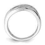 True Fire Sterling Silver Black & White CZ Curved Design Ring