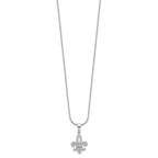 Brilliant Embers Sterling Silver Rhodium-plated 45 Stone 18 inch Micro Pav‚ CZ Fleur De Lis Necklace with 2 Inch Extender