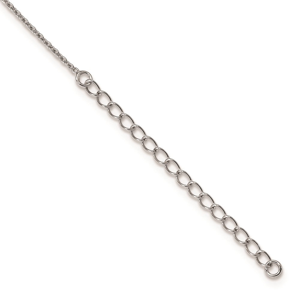 Brilliant Embers Sterling Silver Rhodium-plated 170 Stone 18 inch Micro Pav‚ Black and White CZ Heart Necklace with 2 Inch Extender
