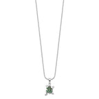Brilliant Embers Sterling Silver Rhodium-plated 34 Stone 18 inch Micro Pav‚ Green CZ Frog Necklace with 2 Inch Extender