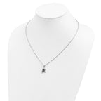 Brilliant Embers Sterling Silver Rhodium-plated 34 Stone 18 inch Micro Pav‚ Green CZ Frog Necklace with 2 Inch Extender