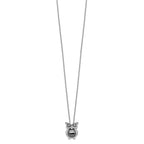 Brilliant Embers Sterling Silver Rhodium-plated 22 Stone 18 inch Micro Pav‚ CZ Owl Necklace with 2 Inch Extender