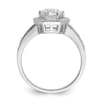 Brilliant Embers Sterling Silver Rhodium-plated 39 Stone Hexagon Halo Micro Pav‚ CZ Ring