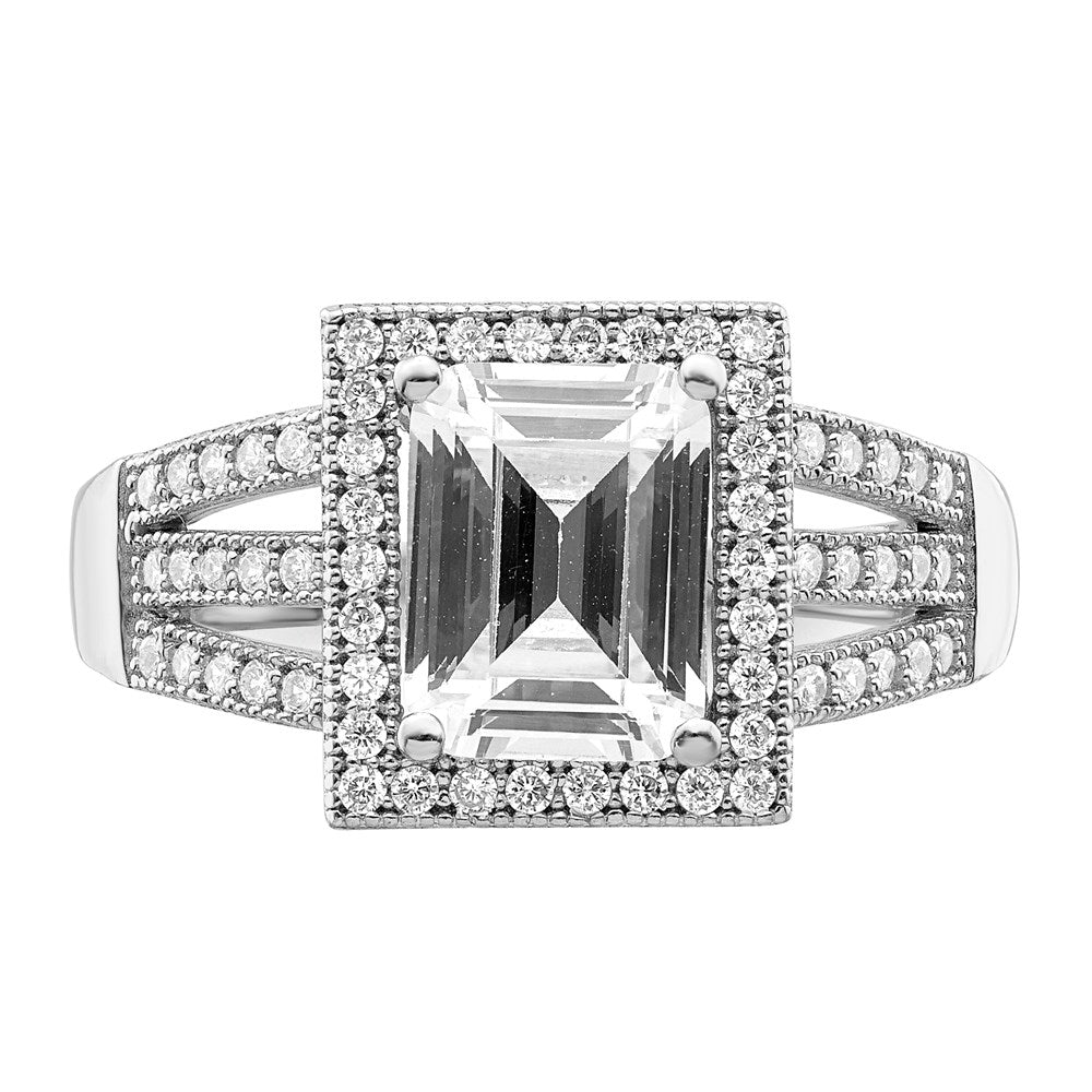 Brilliant Embers Sterling Silver Rhodium-plated 61 Stone Micro Pav‚ CZ Ring