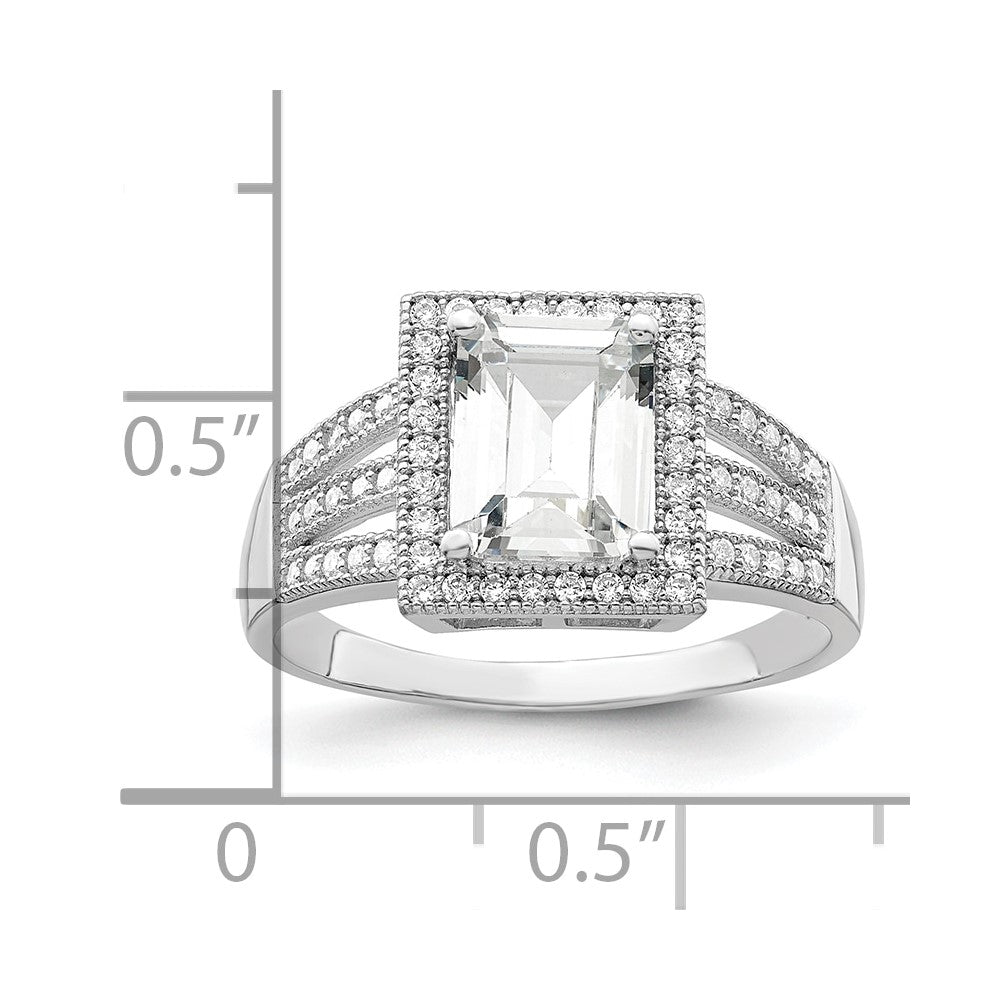 Brilliant Embers Sterling Silver Rhodium-plated 61 Stone Micro Pav‚ CZ Ring