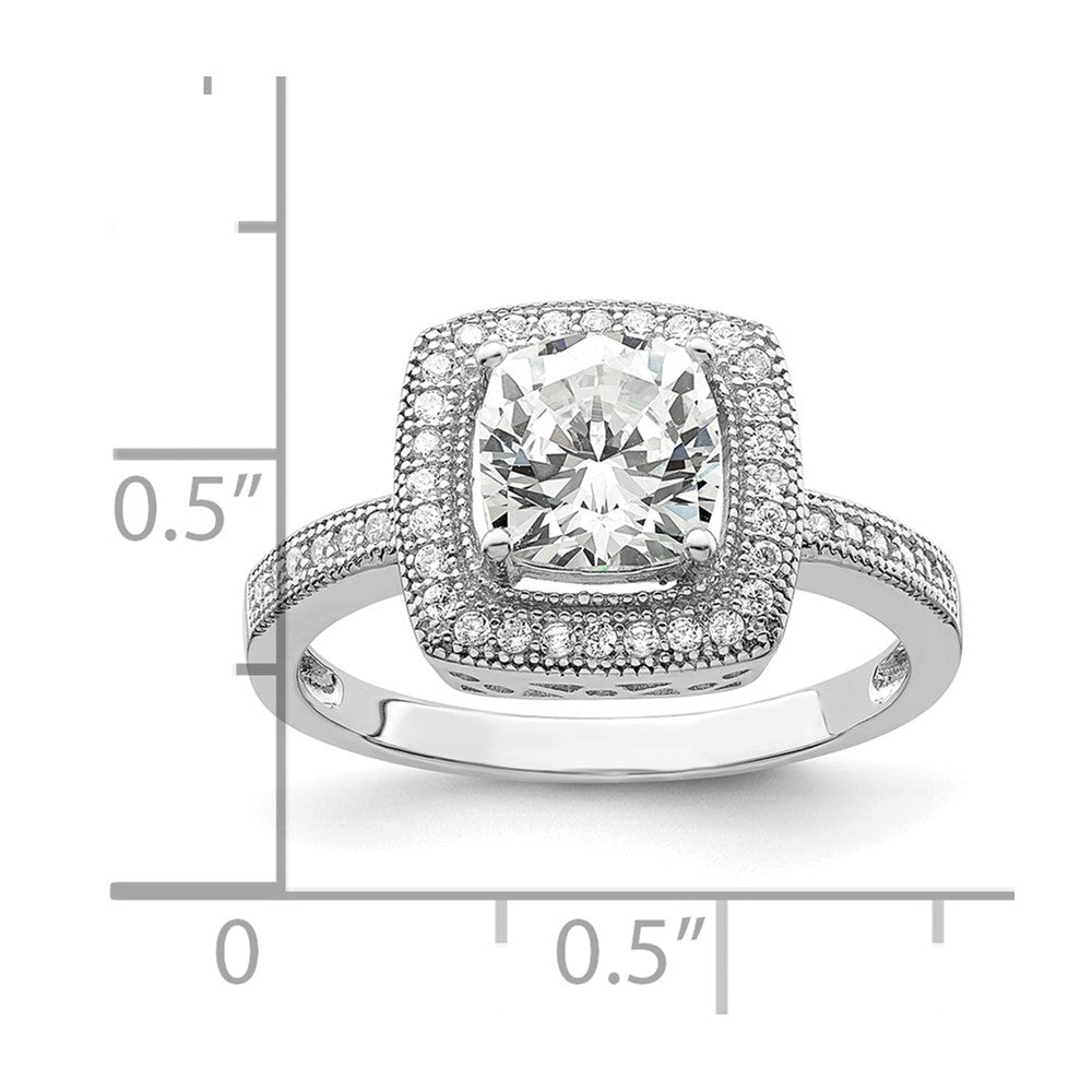 Brilliant Embers Sterling Silver Rhodium-plated 41 Stone Halo Micro Pav‚ CZ Ring