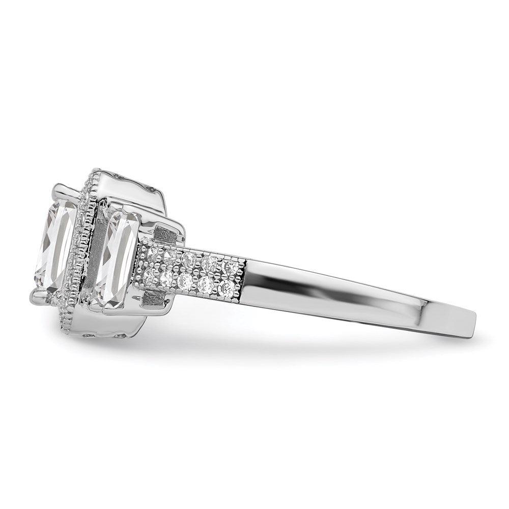 Brilliant Embers Sterling Silver Rhodium-plated 51 Stone Micro Pav‚ CZ Ring