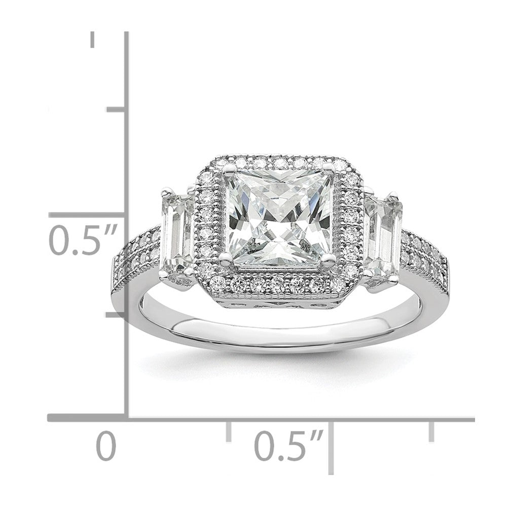 Brilliant Embers Sterling Silver Rhodium-plated 51 Stone Micro Pav‚ CZ Ring