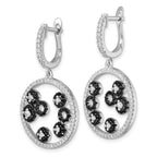 True Fire Sterling Silver Black & White CZ Circle Post Dangle Earrings