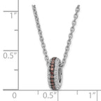 True Fire Sterling Silver Brown & Clear CZ w/ 2in ext Circle Necklace