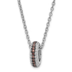 True Fire Sterling Silver Brown & Clear CZ w/ 2in ext Circle Necklace