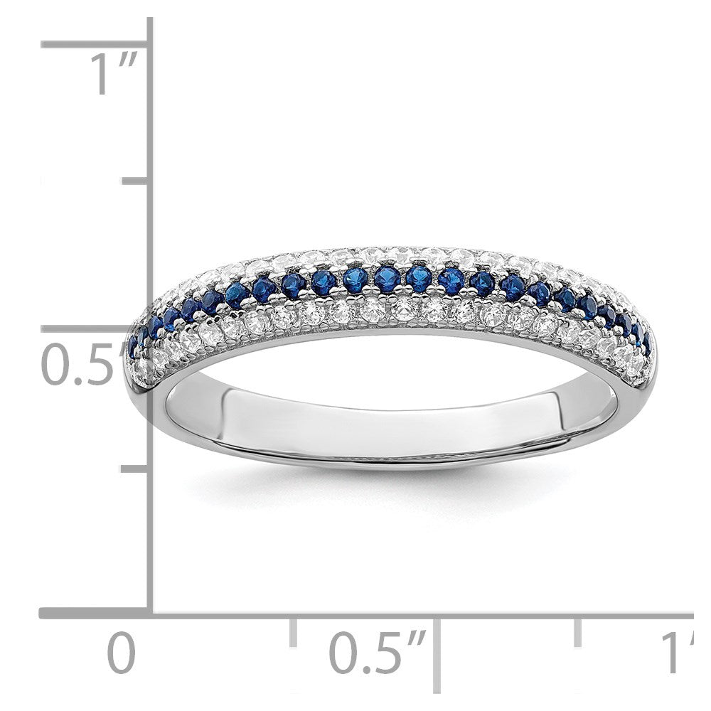 Brilliant Embers Sterling Silver Rhodium-plated 67 Stone Blue and White Micro Pav‚ CZ Polished Ring