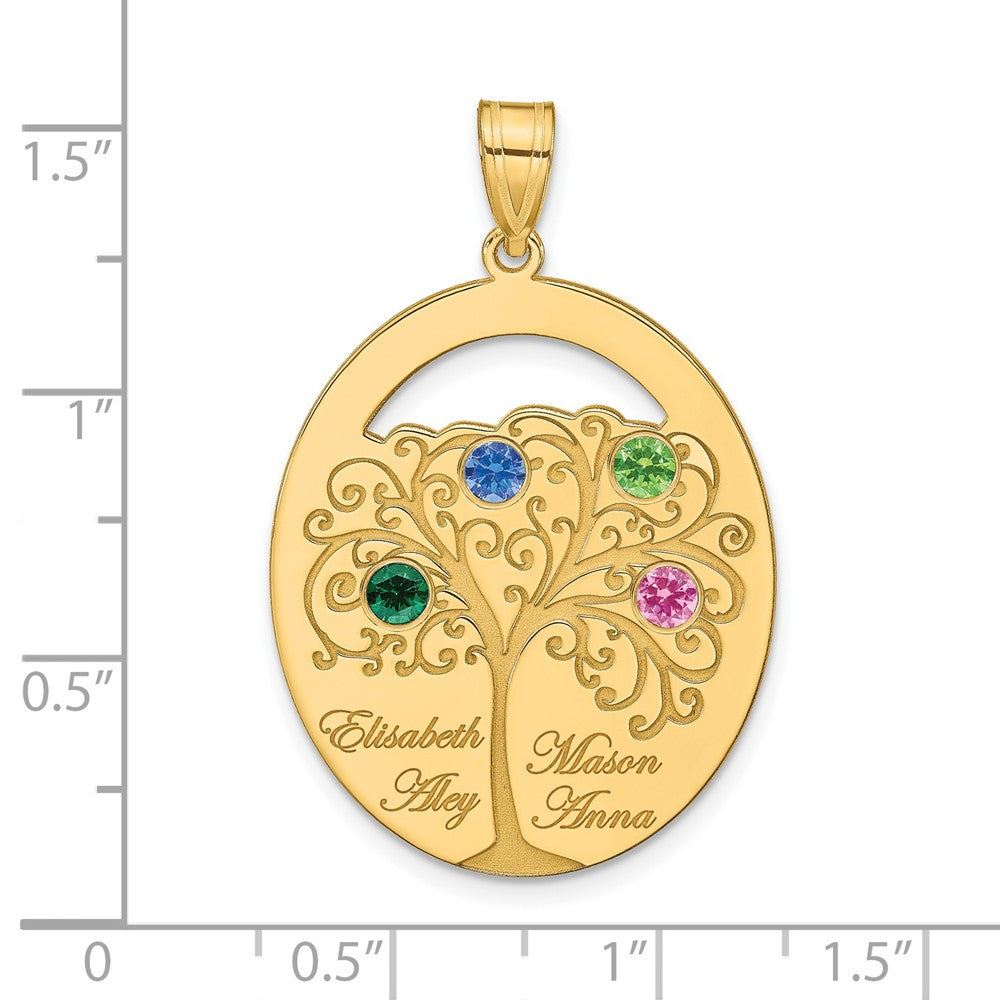 SSilver/Gold-plated 4 Birthstone w/SSilver Bezel Family Pendant