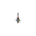 Sterling Silver Antiqued w/14k 4-stone w/Diamond Mother's Pendant