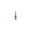 Sterling Silver Antiqued w/14k 2-stone w/Diamond Mother's Pendant