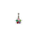 Sterling Silver Antiqued w/14k 5-stone w/Diamond Mother's Pendant