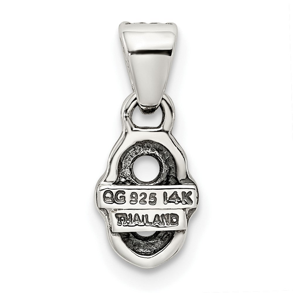 Sterling Silver Antiqued w/14k 2-stone w/Diamond Mother's Pendant