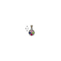 Sterling Silver Antiqued w/14k 4-stone w/Diamond Mother's Pendant