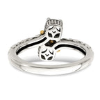 Sterling Silver Antiqued w/14k 2-stone Mother's Ring