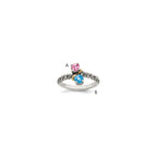 Sterling Silver Antiqued w/14k 2-stone Mother's Ring